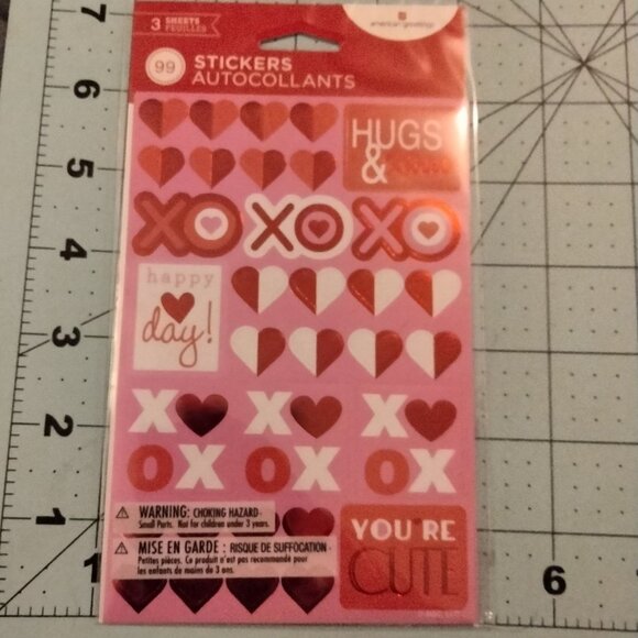 Hugs Kisses XO Stickers 99 Valentines Day Craft Reward Party American Greetings - Picture 2 of 5